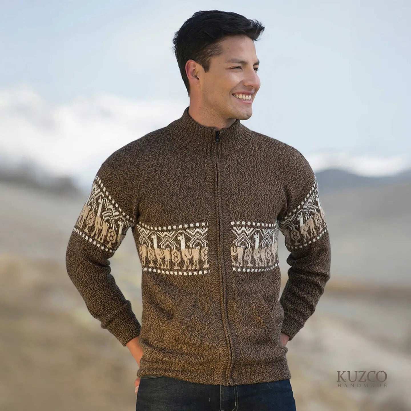 Alpaca Wool Zipped Cardigan - Andes Warm Traveler's Wrap - Myth & Ink: Worlds of C.A. Smith