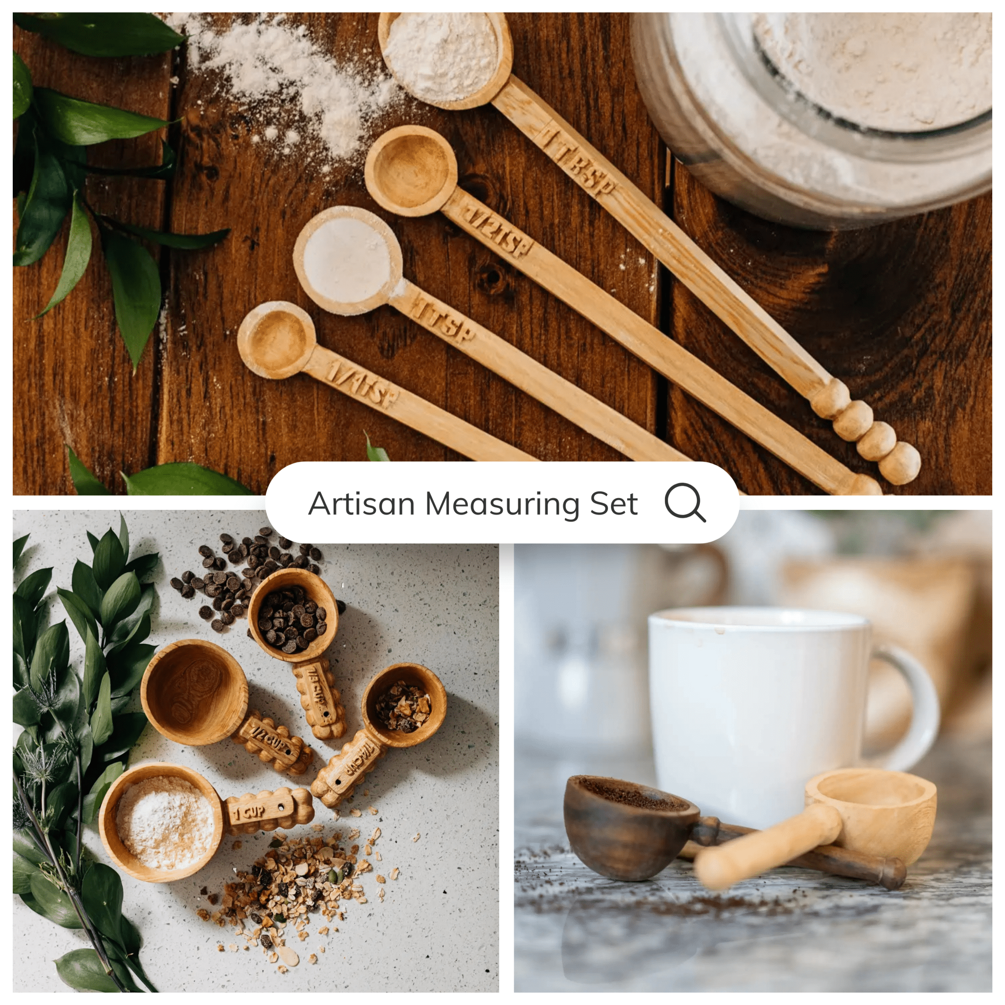 8pc Hand Crafted Measuring Set Artisan Measuring Set | Hand-Carved Wood Kitchen Tools – Myth & Ink ...