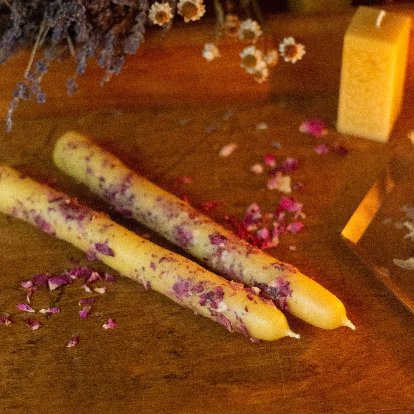 Bud & Bloom Rolled Spring Beeswax Tapers - Myth & Ink: Worlds of C.A. Smith