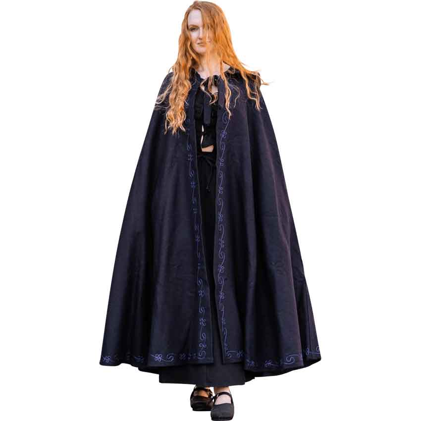 Champions' Embroidered Blue Wool Cloak - Myth & Ink: Worlds of C.A. Smith