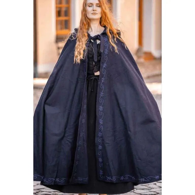 Champions' Embroidered Blue Wool Cloak - Myth & Ink: Worlds of C.A. Smith