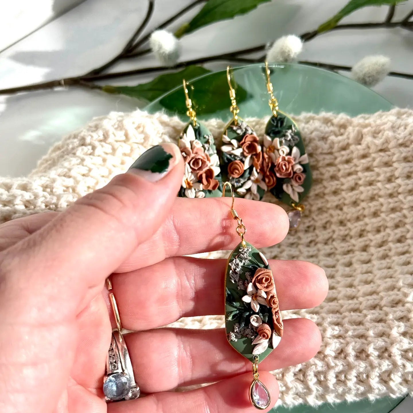 Gardenlight Adornments: Floral & Heart Earrings for Springtide (Choose Your Pair) - Myth & Ink: Worlds of C.A. Smith