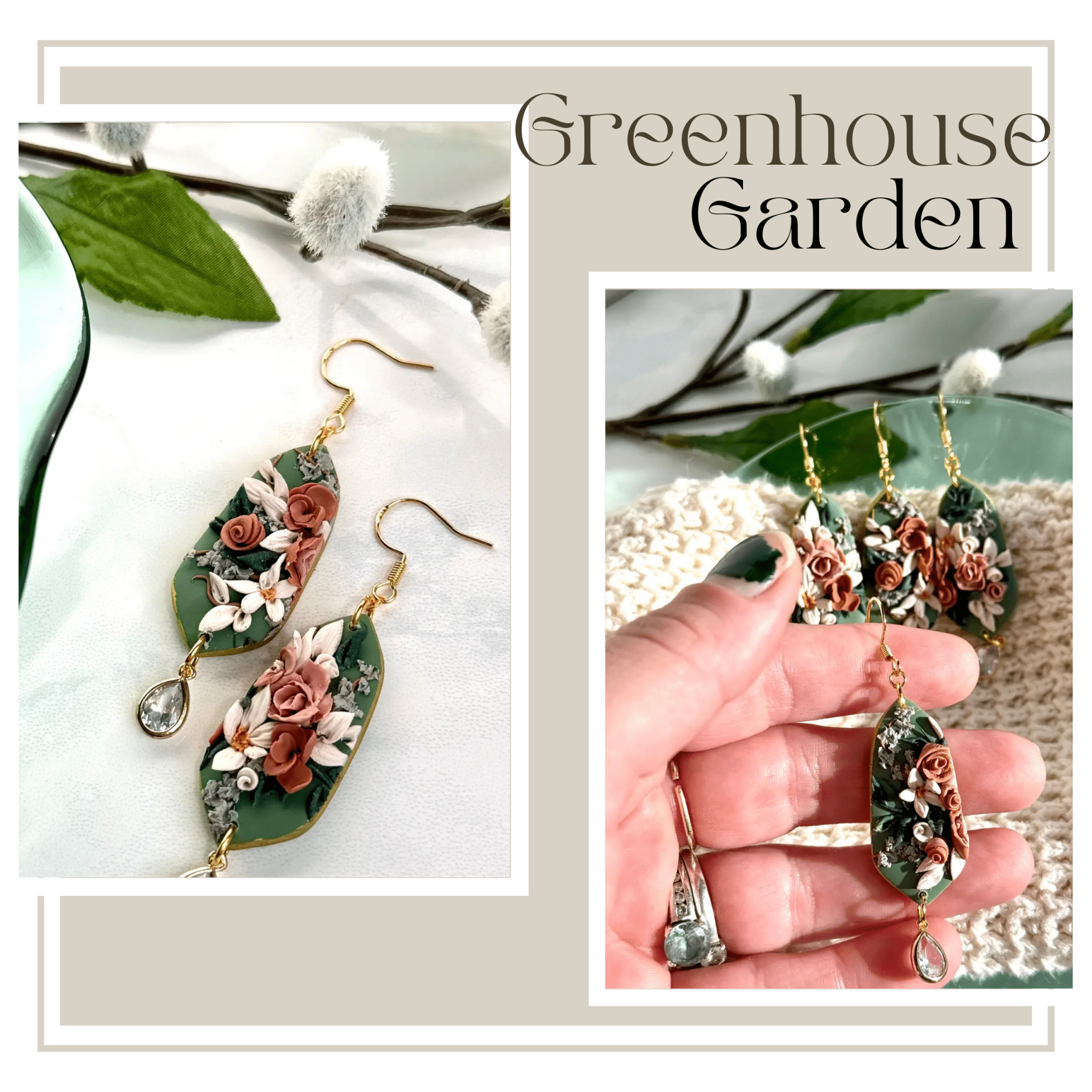 Gardenlight Adornments: Floral & Heart Earrings for Springtide (Choose Your Pair) - Myth & Ink: Worlds of C.A. Smith
