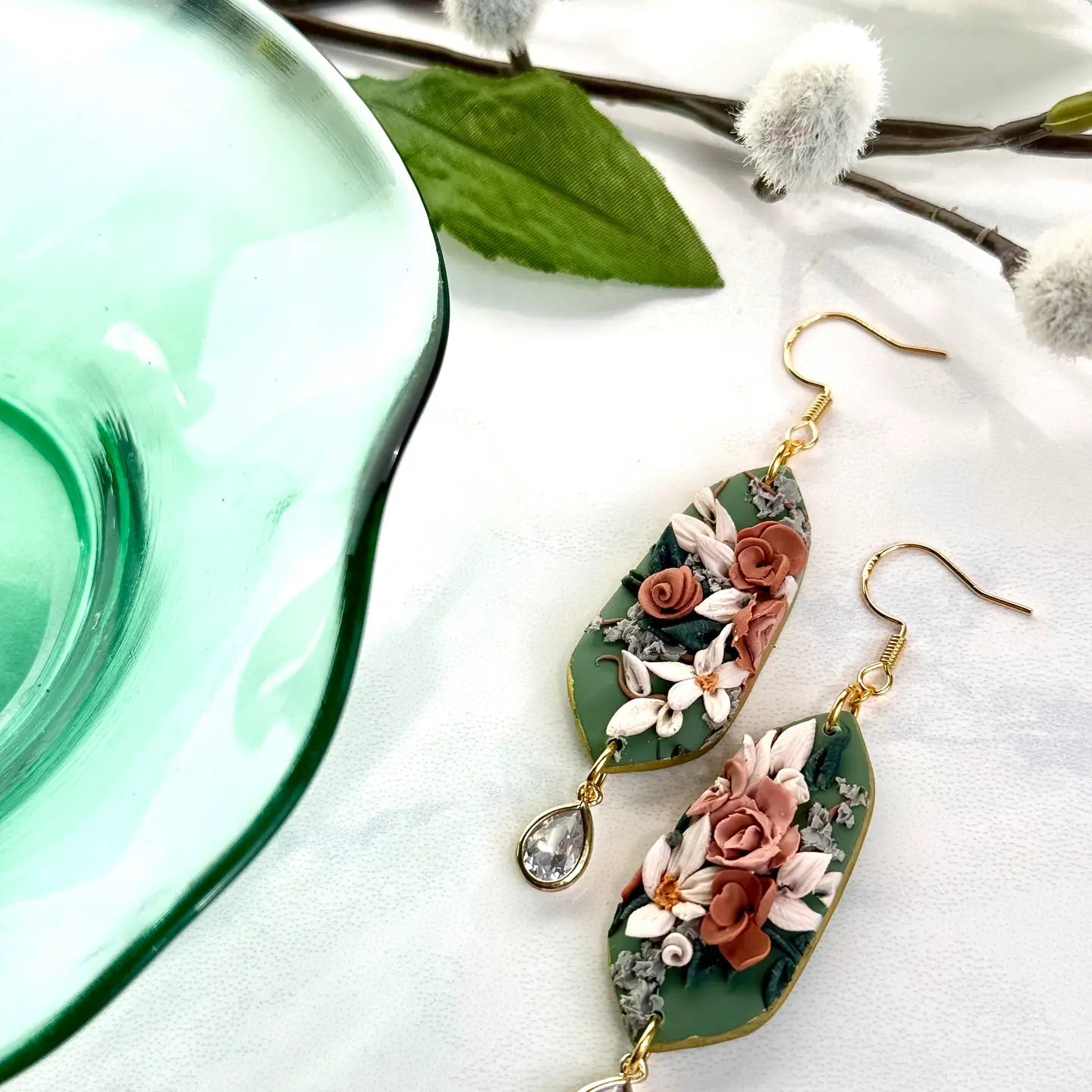 Gardenlight Adornments: Floral & Heart Earrings for Springtide (Choose Your Pair) - Myth & Ink: Worlds of C.A. Smith