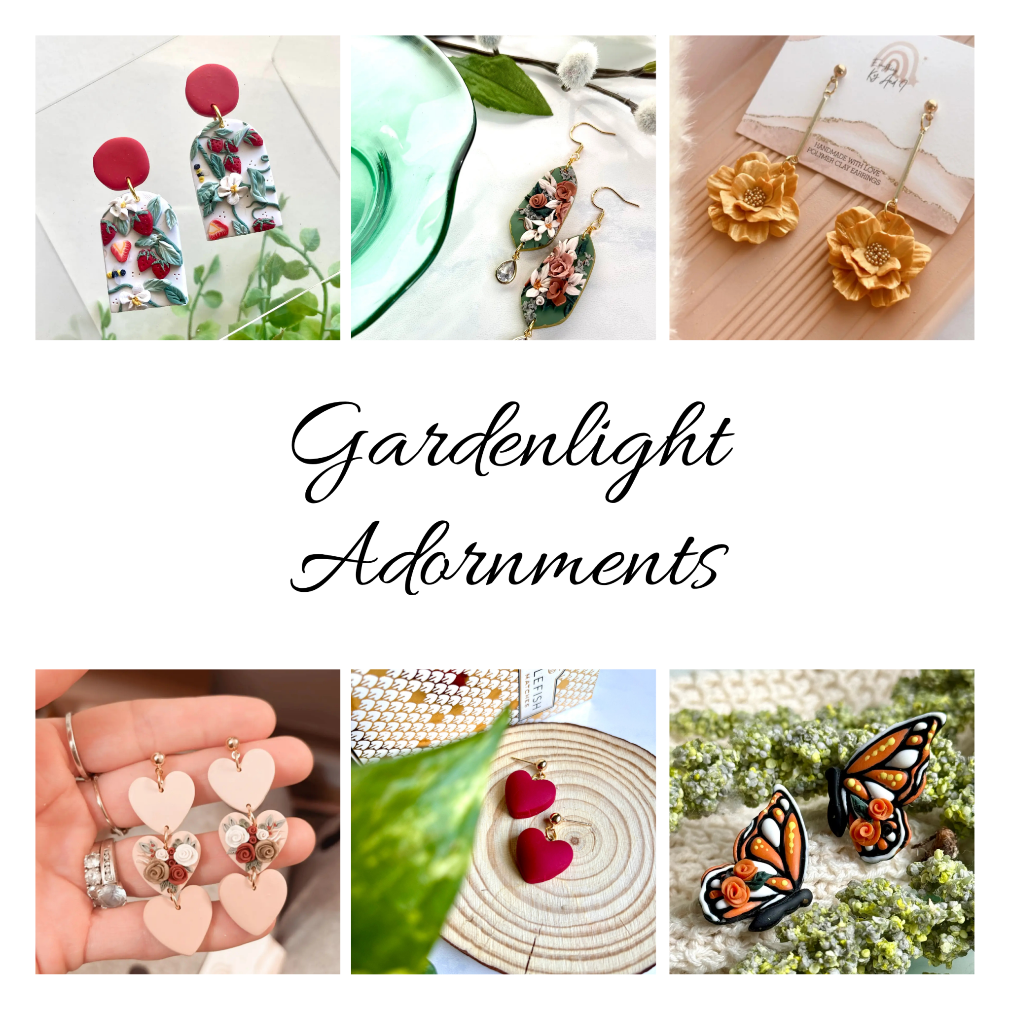 Gardenlight Adornments: Floral & Heart Earrings for Springtide (Choose Your Pair) - Myth & Ink: Worlds of C.A. Smith