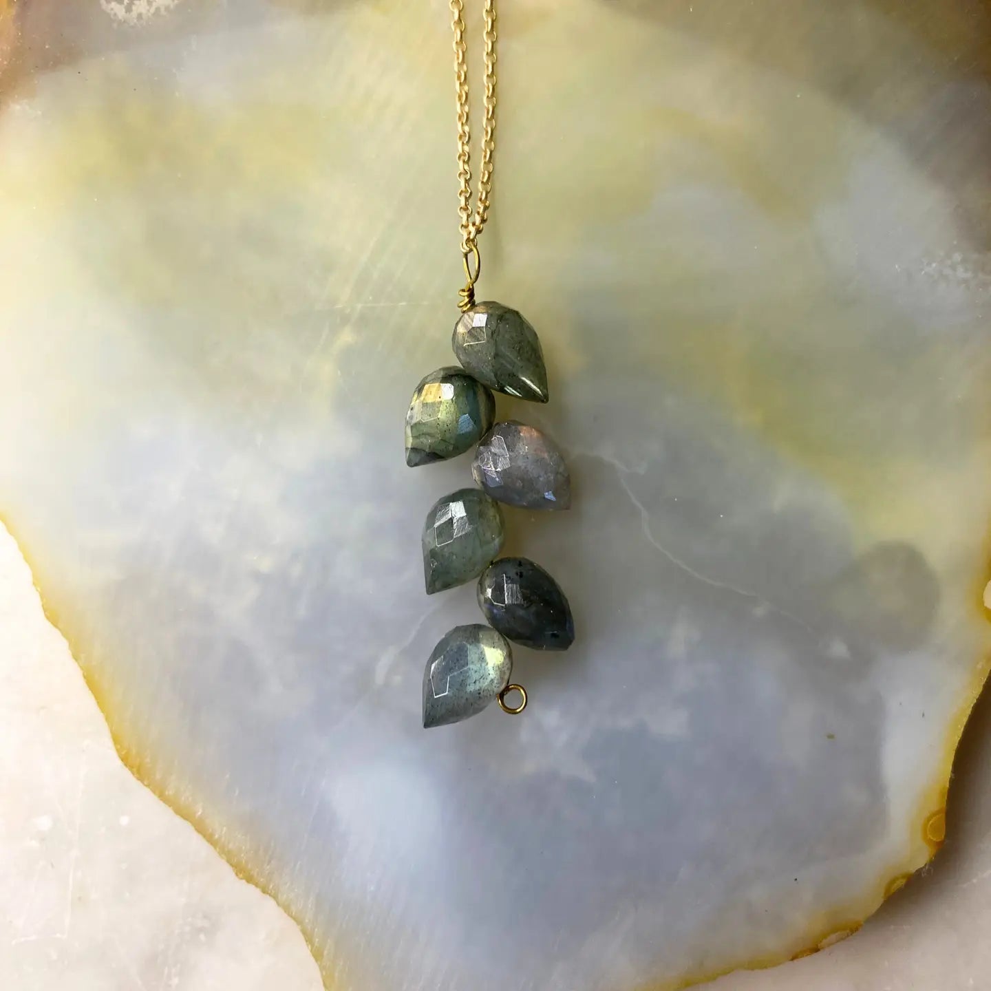 Leaf Tear Drop Stone Necklace - Myth & Ink: Worlds of C.A. Smith