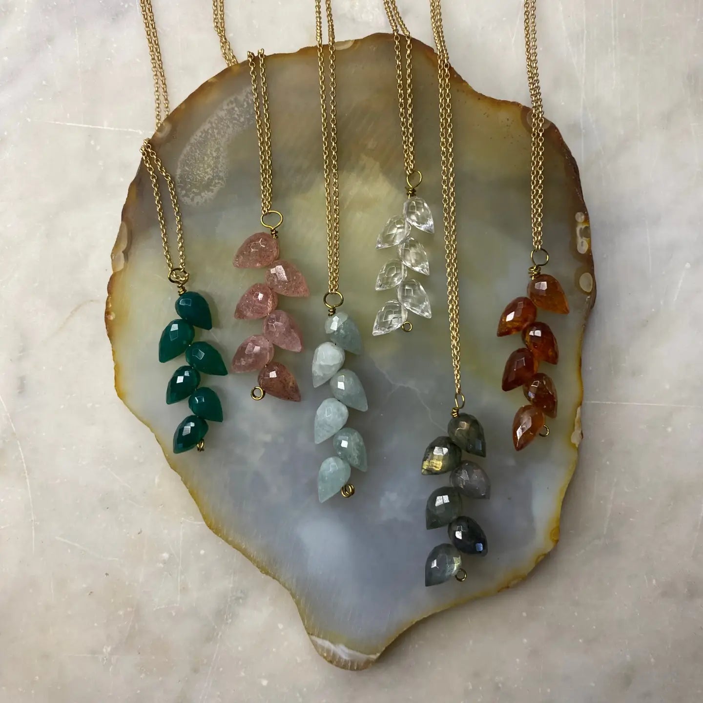 Leaf Tear Drop Stone Necklace - Myth & Ink: Worlds of C.A. Smith