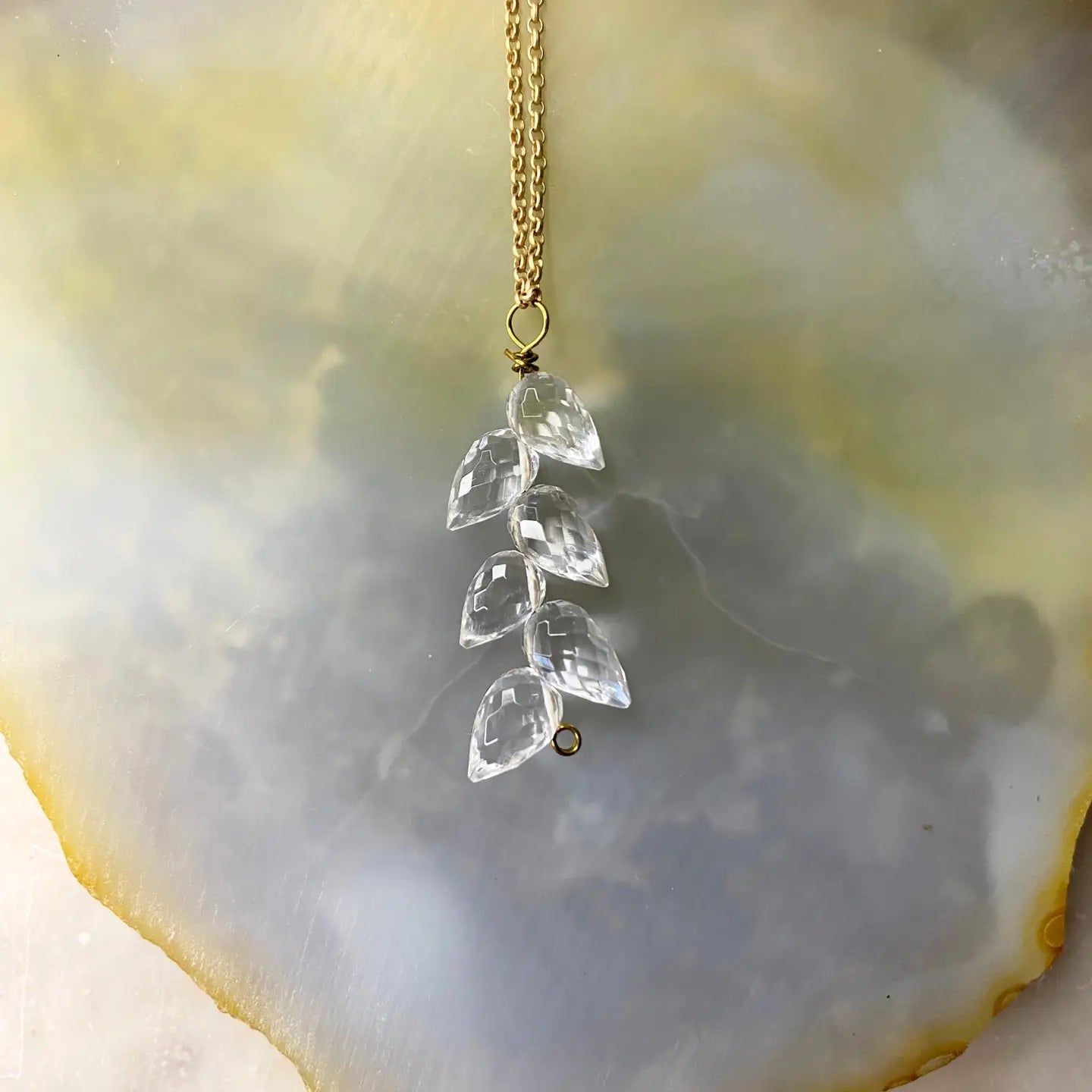 Leaf Tear Drop Stone Necklace - Myth & Ink: Worlds of C.A. Smith