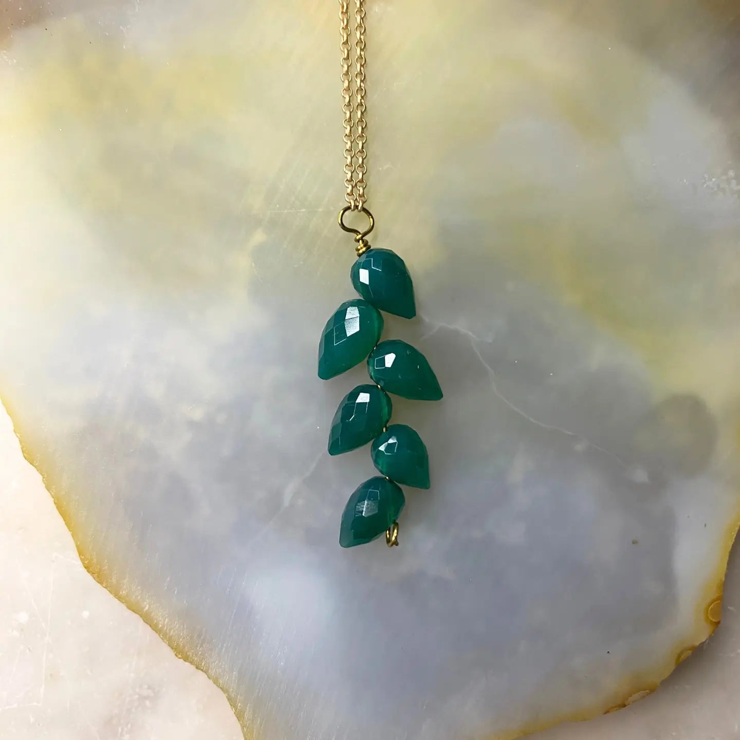 Leaf Tear Drop Stone Necklace - Myth & Ink: Worlds of C.A. Smith
