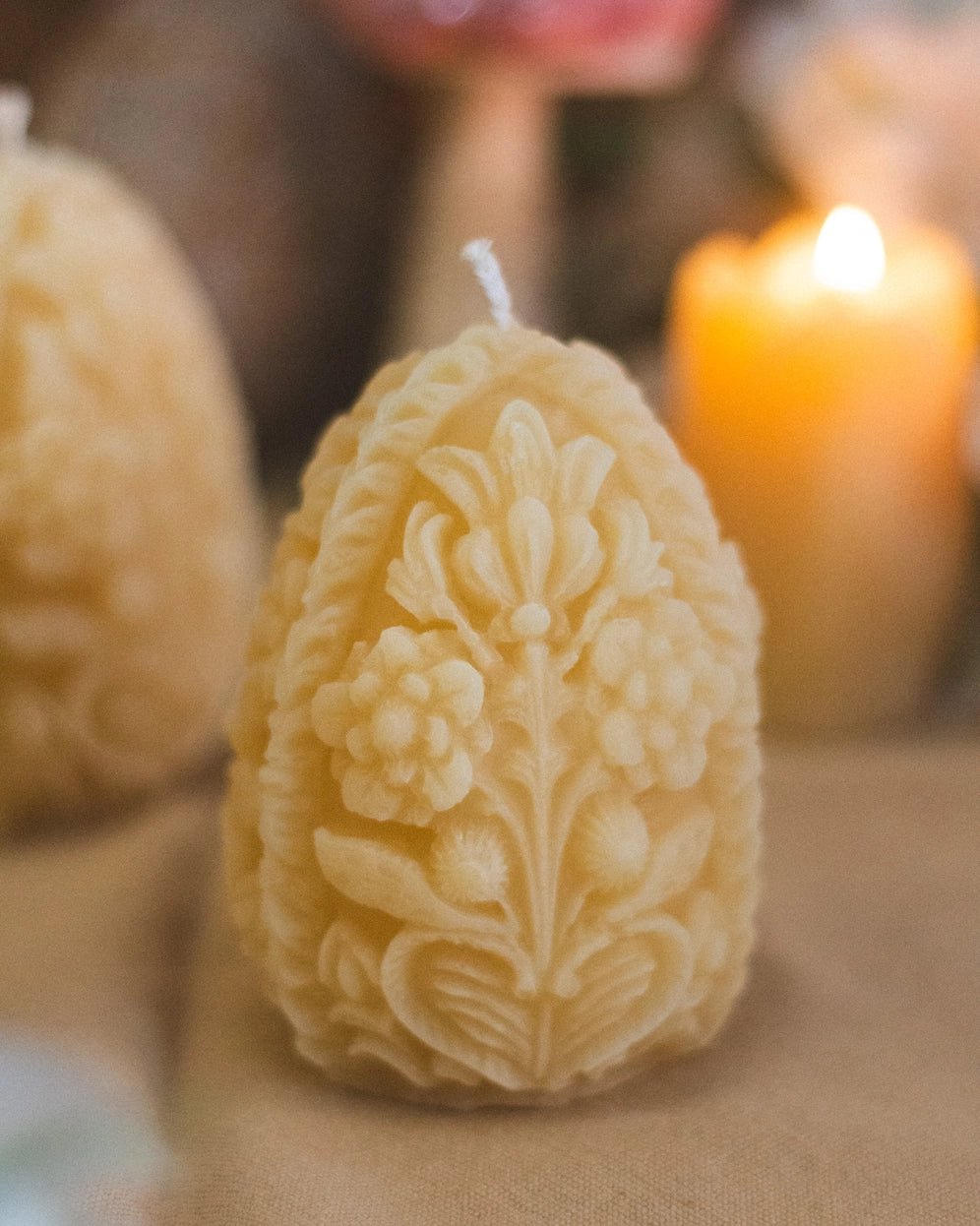 Spring Shapes Candle Collection – Carved Egg, Fern Pillar, & Bunny - Myth & Ink: Worlds of C.A. Smith