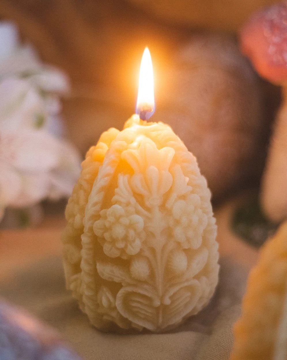 Spring Shapes Candle Collection – Carved Egg, Fern Pillar, & Bunny - Myth & Ink: Worlds of C.A. Smith