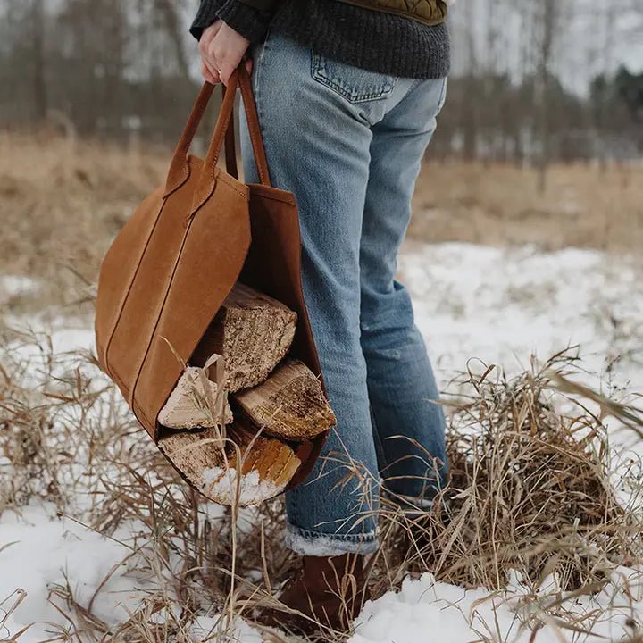 The Hearth - Hauler Suede Log Carrier - Myth & Ink: Worlds of C.A. Smith