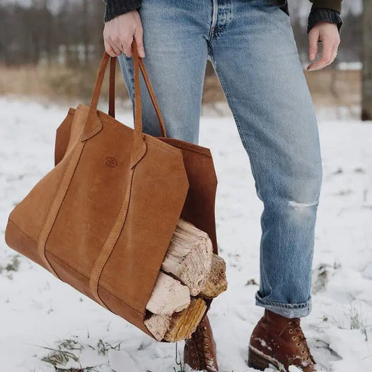 The Hearth - Hauler Suede Log Carrier - Myth & Ink: Worlds of C.A. Smith